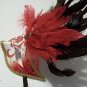 Red Jewel Venetian Feather Masquerade Mask