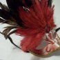 Red Jewel Venetian Feather Masquerade Mask