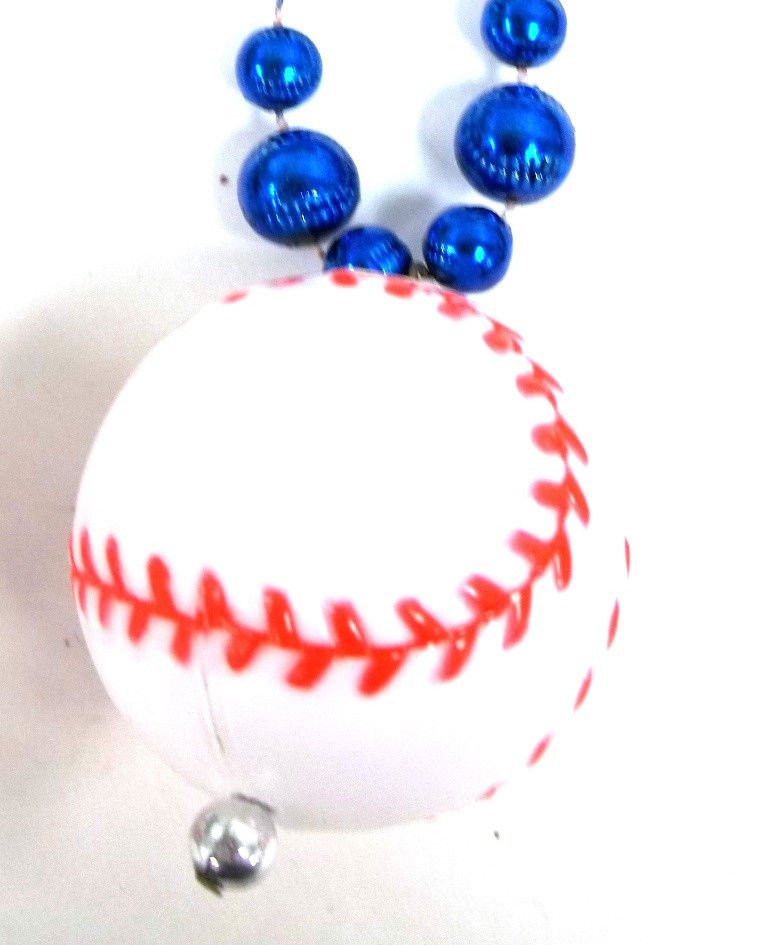 BaseBall Pendant with Baseball Shaped Mardi Gras Beads Necklace
