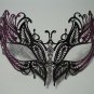 Purple Black Crystal Masquerade Mardi Gras Mask Venetian Metal Filigree
