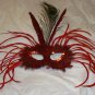 Red  Wild Feather Masquerade Mardi Gras Mask