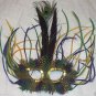 Purple Green Yellow Wild Feather Masquerade Mardi Gras Mask