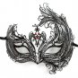 Black Bird of Paradise Red Crystal Laser Venetian Masquerade Metal Filigree Mask
