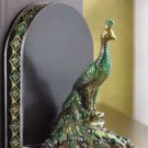 Jewel Toned Peacock Bookends Art  Noveau Period Gorgeous