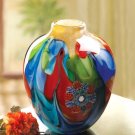 Handcrafted Colorful Floral Fantastia Art  Glass Vase