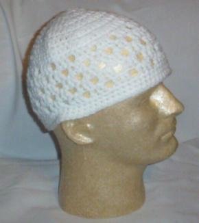 Hand Crochet ~ Men's Skull Cap Beanie Kufi Hat Style #2