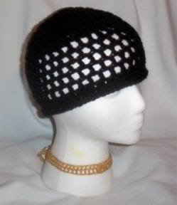 Hand Crochet ~ Ladies Skull Cap ~ Black - Kufi