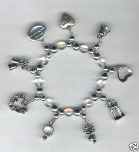 Charm Bracelet ~ Wedding Theme Charms ~ Crystal & Silve