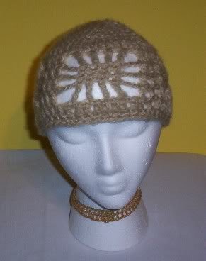 Hand Crochet ~ Ladies Open Cloche Hat - Camel