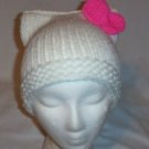 Hand Knit Cat Ears Hat Meooow - Hello Kitty White/H Pin