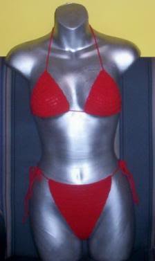 Hand Crochet Bikini Sexy B Cup ~ Red