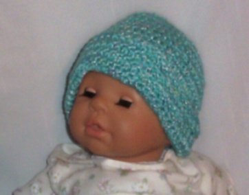 Hand Crochet Baby Mint Beanie Hat Newborn - 6 months
