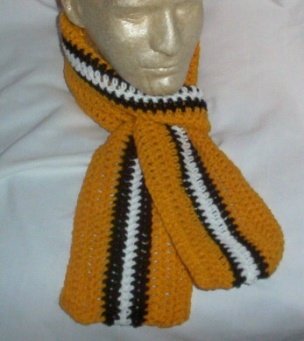 Hand Crochet ~ Steelers Scarf Black N Gold 5 X  64 long