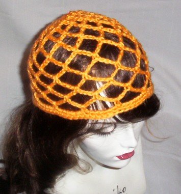 Hand Crochet Summer Mesh Juliet Cap - Mango