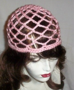 Hand Crochet Summer Mesh Juliet Cap - Pink