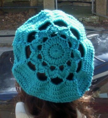 Hand Crochet Oversized Beret Rasta Snood Tam - Turquoise