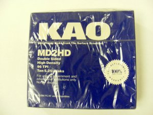 KAO 10 5.25 " 1.2MB Disks MD2HD High Density NEW 96 TPI