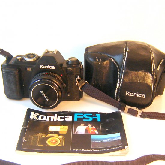 Konica FS1 SLR 35mm Film Camera with Hexanon AR 40mm F1.8 LensCase and
