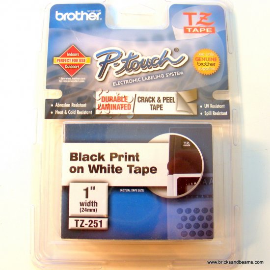 Brother BR PT330 TZ Tape 1 PK Blk on Wht 1" TZ251