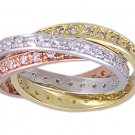 CUBIC ZIRCONIA CZ TRI COLOR ROLLING RING SIZE 10