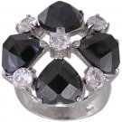 BLACK CUBIC ZIRCONIA STERLING SILVER RING SIZE 5 6 or 7