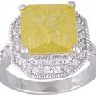YELLOW CUBIC ZIRCONIA STERLING SILVER RING SIZE 9