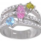 CUBIC ZIRCONIA STERLING SILVER RING SIZE 5 6 8 or 10