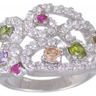 MULTI CUBIC ZIRCONIA CZ SILVER RING SIZE 6 8 or 10