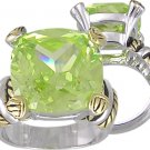 APPLE GREEN CUBIC ZIRCONIA CZ 2 TONE RING SIZE 9