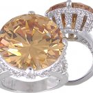 CHAMPAGNE CUBIC ZIRCONIA CZ COCKTAIL RING SIZE 9