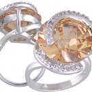 CHAMPAGNE CUBIC ZIRCONIA CZ COCKTAIL RING SIZE 5 7 & 10