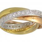 CUBIC ZIRCONIA TRI-COLOR ROLLING RING SIZE 5 6 7 8 9 10