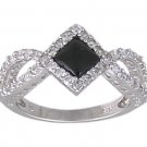 BLACK CUBIC ZIRCONIA CZ 925 SILVER RING SIZE 6 or 8