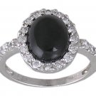 BLACK CUBIC ZIRCONIA CZ 925 SILVER RING SIZE 9
