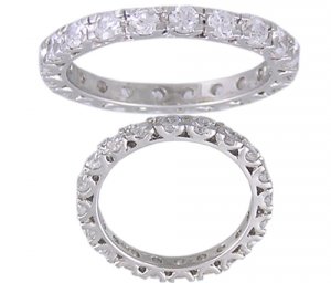 CZ CUBIC ZIRCONIA SILVER ETERNITY RING SIZE 7 8 or 9