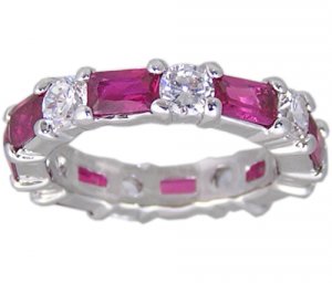 RED CUBIC ZIRCONIA CZ SILVER RING SIZE 5 6 7 8 9 or 10