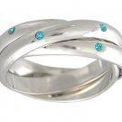 BLUE CUBIC ZIRCONIA ROLLING RING SIZE 4 5 6 7 9 10 & 11