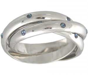 BLUE CUBIC ZIRCONIA ROLLING RING SIZE 4 5 6 7 9 10 & 11