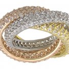 CUBIC ZIRCONIA TRI-COLOR ROLLING RING SIZE 5 6 7 8 or 9
