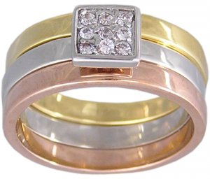 CUBIC ZIRCONIA TRI-COLOR RING SIZE 5 6 7 8 or 9 JEWELRY