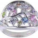 MULTI CUBIC ZIRCONIA CZ 925 SILVER RING SIZE 5 6 7 or 8