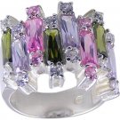 MULTI CUBIC ZIRCONIA CZ SILVER RING SIZE 6