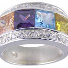 MULTI CUBIC ZIRCONIA STERLING SILVER RING SIZE 5 or 6