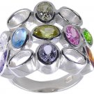 MULTI CUBIC ZIRCONIA STERLING SILVER RING SIZE 6 7 or 8