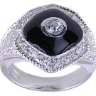 BLACK CUBIC ZIRCONIA CZ SILVER RING SIZE 5 or 7