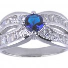 SAPPHIRE BLUE CLEAR CZ CUBIC ZIRCONIA RING SIZE 6 or 7
