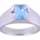 BLUE CZ CUBIC ZIRCONIA STERLING SILVER RING SIZE 7