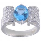 BLUE CUBIC ZIRCONIA CZ SILVER RING SIZE 6 7 8 or 9