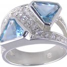 BLUE CUBIC ZIRCONIA CZ .925 SILVER RING SIZE 6 7 or 9