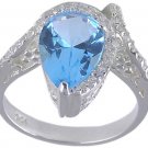 BLUE CUBIC ZIRCONIA STERLING SILVER RING SIZE 5 6 7 & 8
